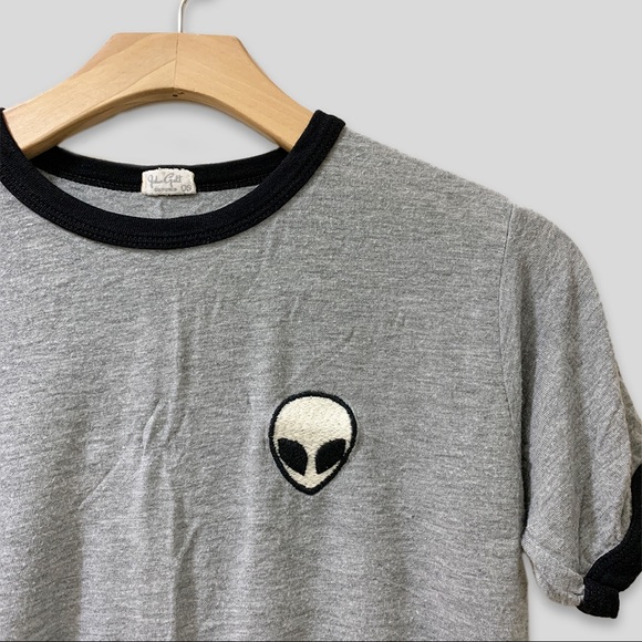Brandy Melville Alien Ringer T-Shirt - Black/Grey - Picture 3 of 4